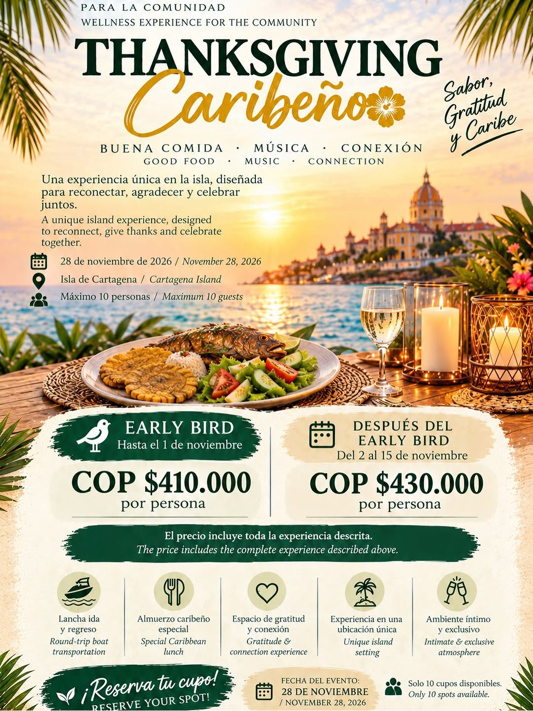 Thanksgiving Caribeño: almuerzo en isla